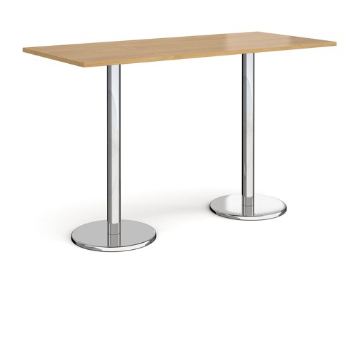 Pisa Rectangular Poseur Table Round Base 1800x800mm Oak Top PPR1800-O