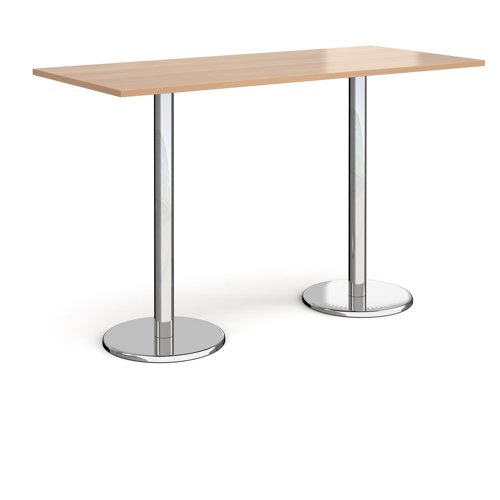 Pisa Rectangular Poseur Table Round Base 1800x800mm Beech Top PPR1800-B