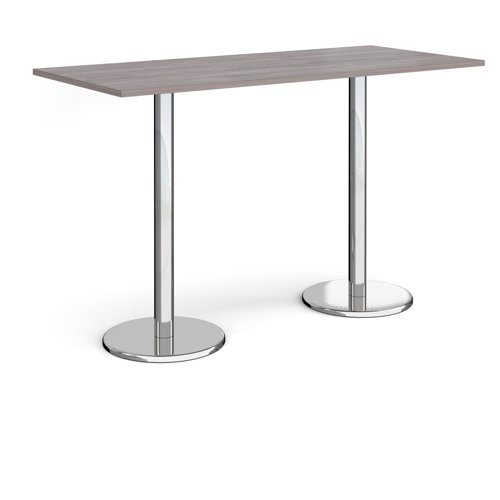 Pisa Rectangular Poseur Table Round Base 1800x800mm Grey Oak Top PPR1800-GO