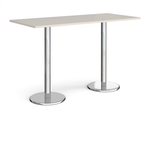 Pisa Rectangular Poseur Table Round Base 1800x800mm Light Grey Top PPR1800-LG