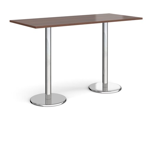 Pisa Rectangular Poseur Table Round Base 1800x800mm Walnut Top PPR1800-W