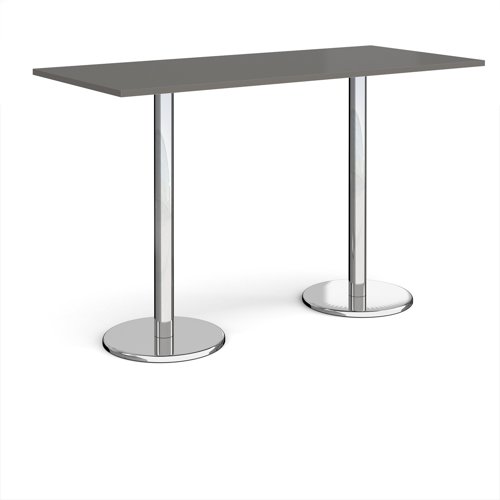 Pisa Rectangular Poseur Table Round Base 1800x800mm Onyx Grey Top PPR1800-OG
