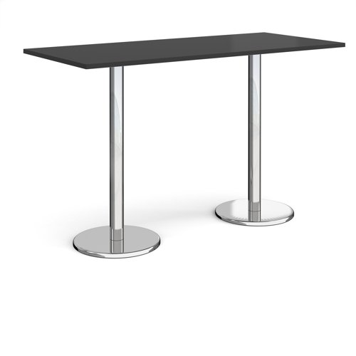 Pisa Rectangular Poseur Table Round Base 1800x800mm Black Top PPR1800-BK