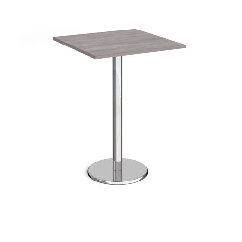Pisa Square Poseur Table Round Base 800mm Grey Oak Top PPS800-GO