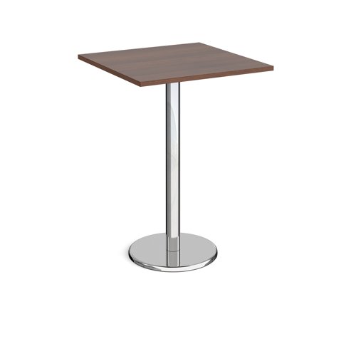 Pisa Square Poseur Table Round Base 800mm Walnut Top PPS800-W