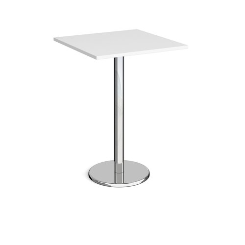 Pisa Square Poseur Table Round Base 800mm White Top PPS800-WH