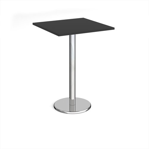 Pisa Square Poseur Table Round Base 800mm Black Top PPS800-BK