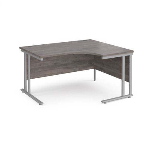 Maestro 25SL Ergonomic Desk Right Hand 1400x800x725mm Silver Frame/Grey Oak Top MC14ERSGO