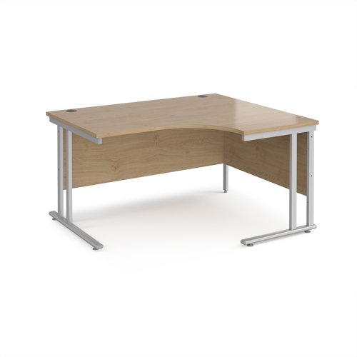 Maestro 25SL Ergonomic Desk Right Hand 1400x800x725mm Silver Frame/Kendal Oak Top MC14ERSKO