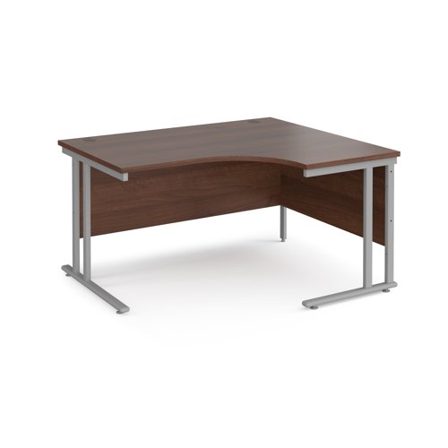 Maestro 25SL Ergonomic Desk Right Hand 1400x800x725mm Silver Frame/Walnut Top MC14ERSW