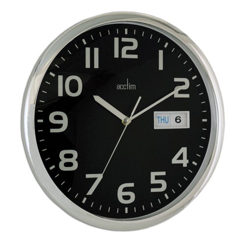 Acctim Supervisor Wall Clock 320mm Chrome/Black 21023