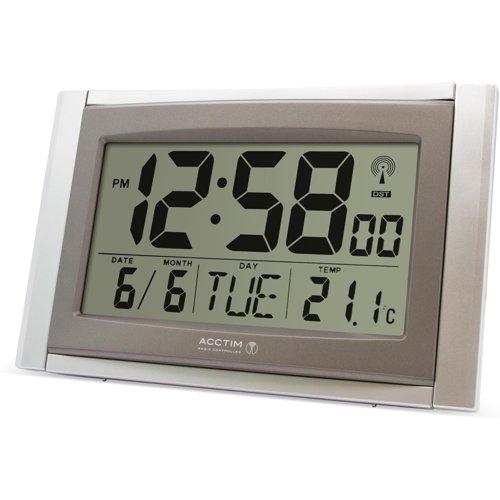 Acctim Stratus Radio Controlled LCD Wall/Desk Clock Black/Silver 74053