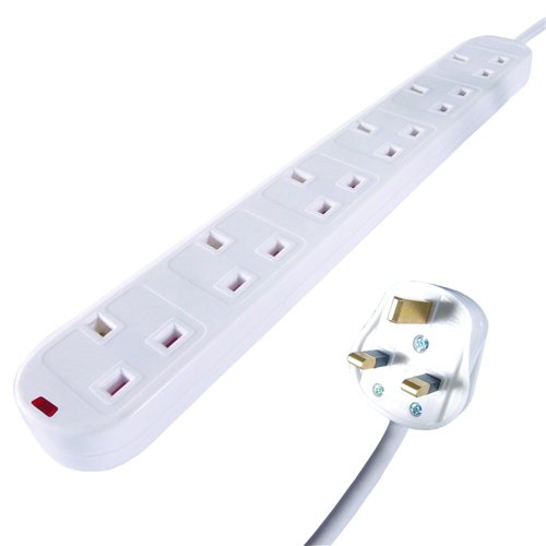 ConnektGear UK 6-Way Surge Protected Power Extension Block 2m 27-6020s