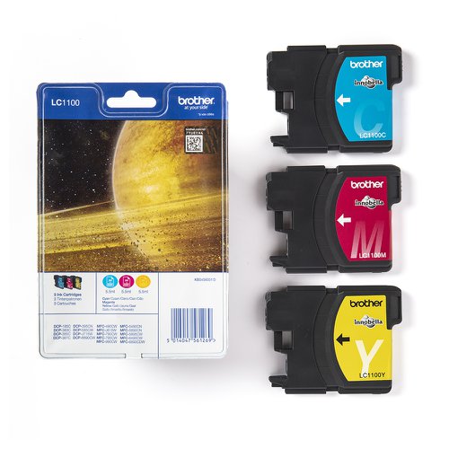 Brother Inkjet Cartridge Cyan/Magenta/Yellow Value Pack LC1100RBWBP