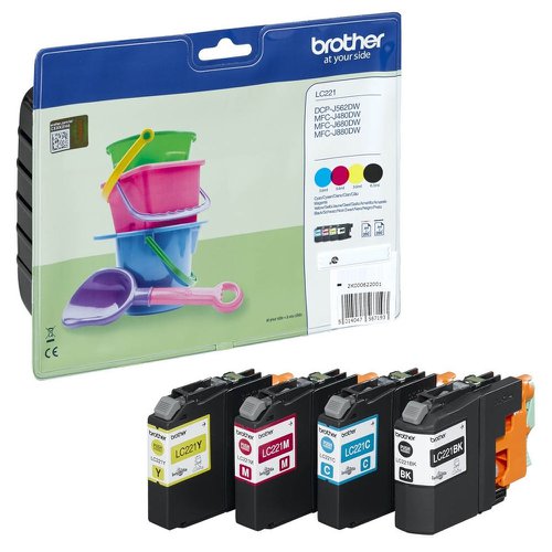 Brother Inkjet Cartridge Black/Cyan/Magenta/Yellow Value Pack LC221VALBP