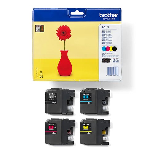 Brother Inkjet Cartridge Black/Cyan/Magenta/Yellow Value Pack LC121VALBP
