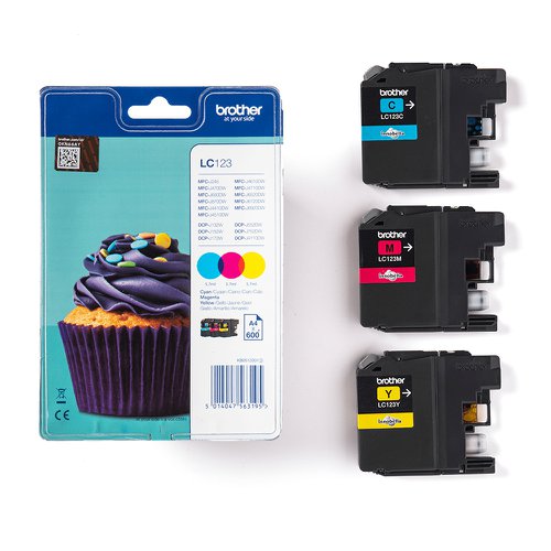 Brother Inkjet Cartridge Cyan/Magenta/Yellow Value Pack LC123RBWBP