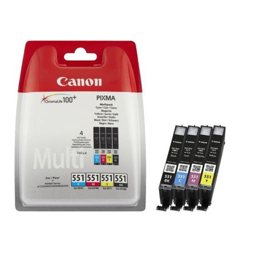Canon No.551 Inkjet Cartridge Black/Cyan/Magenta/Yellow Value Pack CLI-551 6509B009
