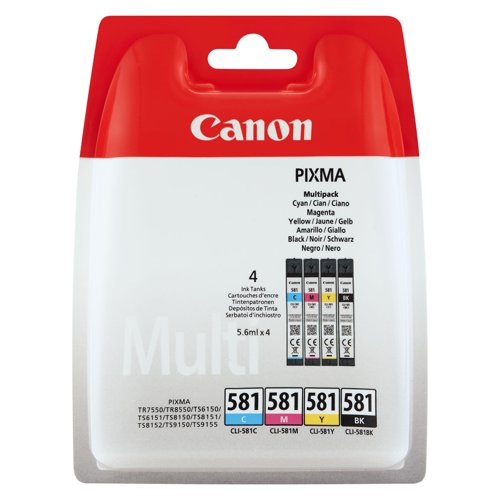 Canon No.581 Inkjet Cartridge Black/3 Colour Value Pack CLI-581 2103C004