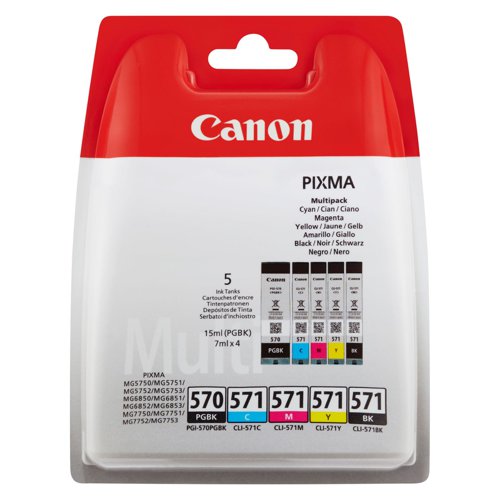 Canon No.570/571 Inkjet Cartridge 2xBlack/3xColour Value Pack PGI-570/CLI-571 0372C004