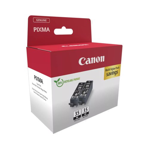 Canon No.35 Inkjet Cartridge Black (Pack 2) PGI-35 1509B029