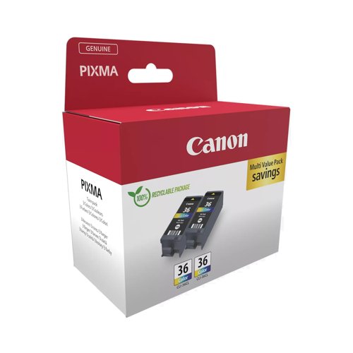 Canon No.36 Inkjet Cartridge Colour (Pack 2) CLI-36 1511B025
