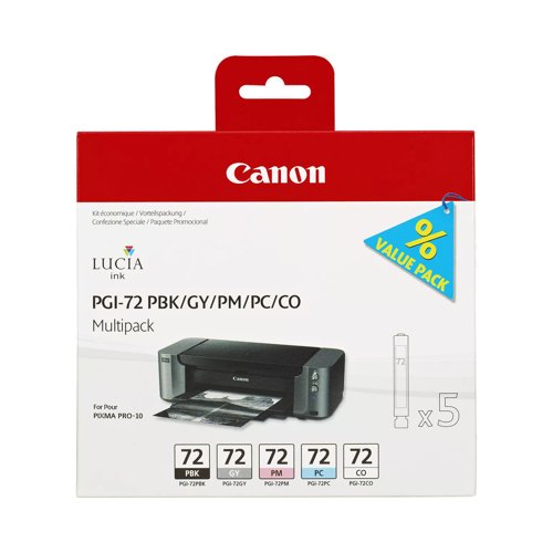 Canon No.72 Inkjet Cartridge 2xBlack/3-Colour Value Pack PGI-72 6403B007