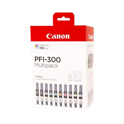 Canon No.300 Inkjet Cartridge 2xBlack/8-Colour Value Pack PFI-300 4192C008