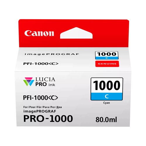 Canon No.1000 Inkjet Cartridge Cyan PFI-1000C 0547C001