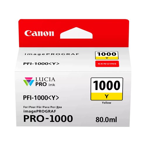 Canon No.1000 Inkjet Cartridge Yellow PFI-1000Y 0549C001