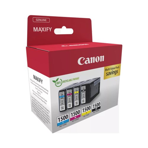 Canon No.1500 Inkjet Cartridge Black/3-Colour Value Pack PGI-1500 9218B006