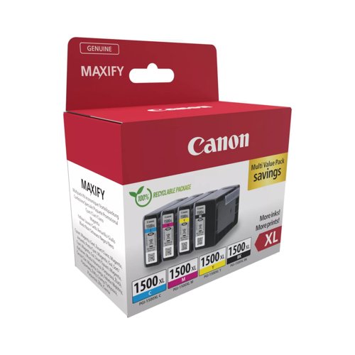 Canon No.1500 Inkjet Cartridge High Capacity Black/3-Colour Value Pack PGI-1500XL 9182B010