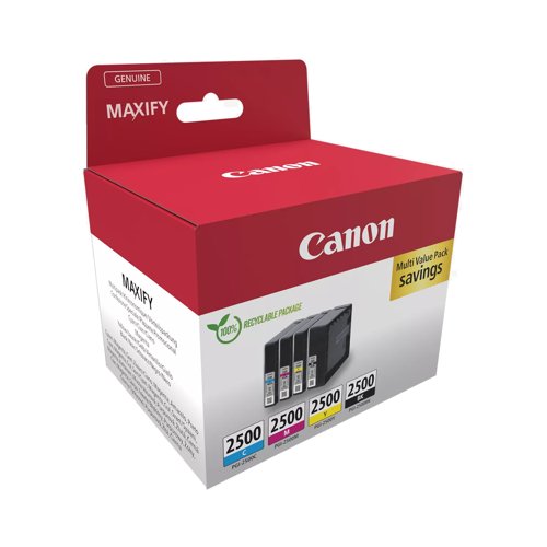 Canon No.2500 Inkjet Cartridge Black/3-Colour Value Pack PGI-2500 9290B006