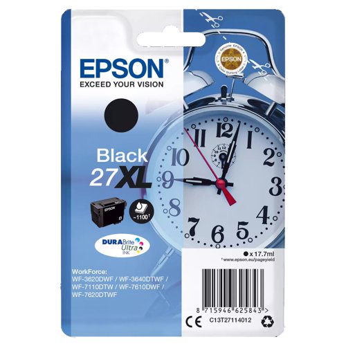 Epson No.27XL Inkjet Cartridge High Capacity Black T27114012