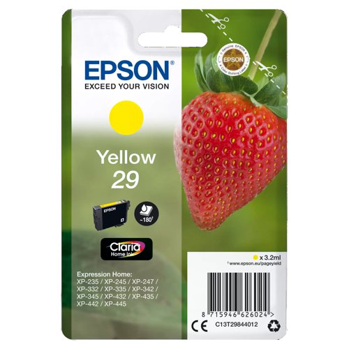 Epson No.29 Inkjet Cartridge Yellow T29844012
