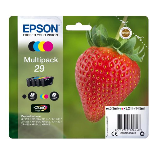 Epson No.29 Inkjet Cartridge Black/Cyan/Magenta/Yellow T29864012