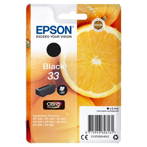 Epson No.33 Inkjet Cartridge Black T33314012