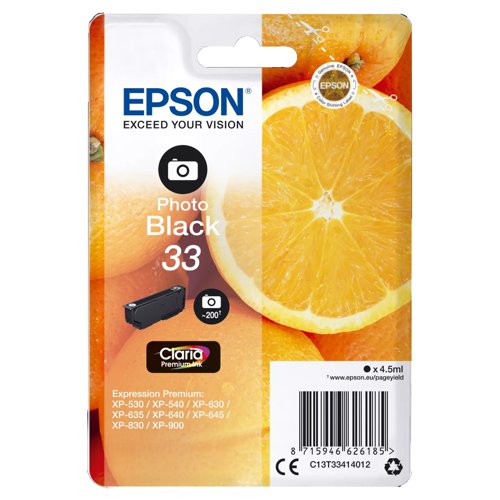 Epson No.33 Inkjet Cartridge Photo Black T33414012