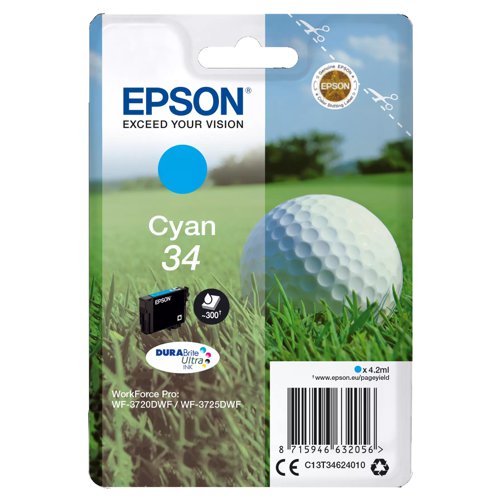 Epson No.34 Inkjet Cartridge Cyan T34624010