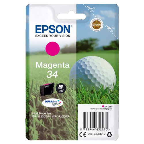 Epson No.34 Inkjet Cartridge Magenta T34634010