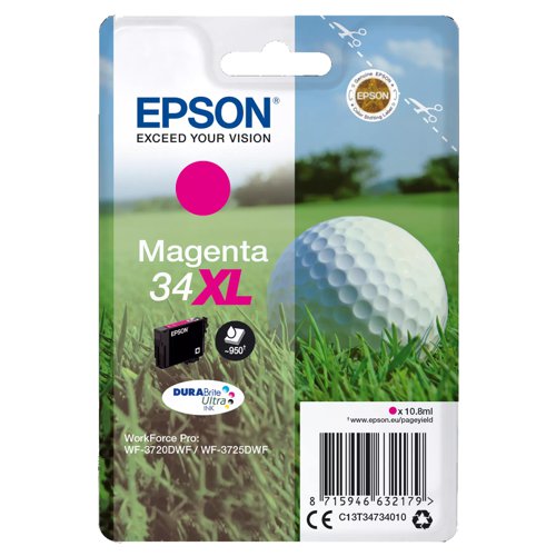 Epson No.34XL Inkjet Cartridge High Capacity Magenta T34734010
