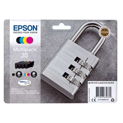 Epson No.35 Inkjet Cartridge Black/Cyan/Magenta/Yellow Value Pack T35864010