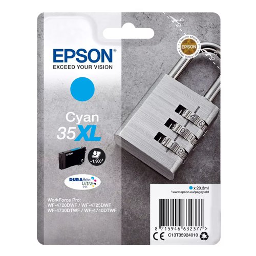 Epson No.35XL Inkjet Cartridge High Capacity Cyan T35924010