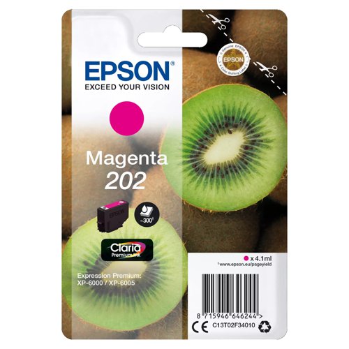 Epson No.202 Inkjet Cartridge Magenta T02F34010