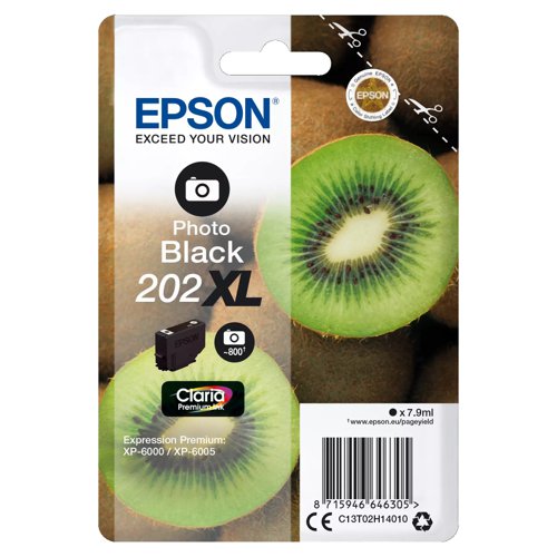 Epson No.202XL Inkjet Cartridge High Capacity Photo Black T02H14010