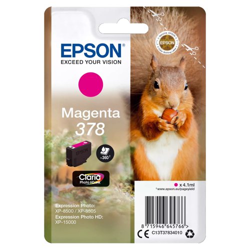 Epson No.378 Photo HD Inkjet Cartridge Magenta T37834010