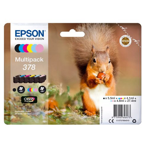 Epson No.378 Photo HD Inkjet Cartridge Black/5-Colour Value Pack T37884010