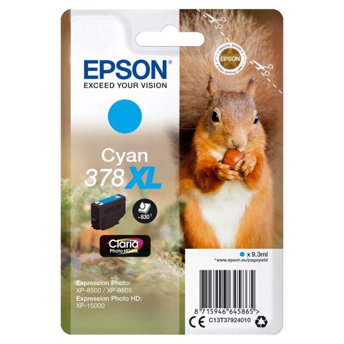 Epson No.378XL Photo HD Inkjet Cartridge High Capacity Cyan T37924010