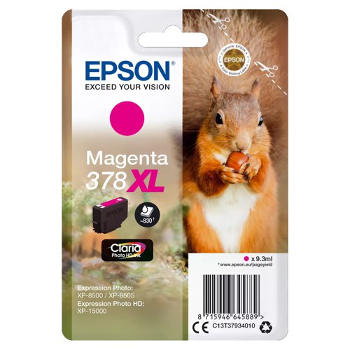 Epson No.378XL Photo HD Inkjet Cartridge High Capacity Magenta T37934010