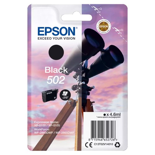 Epson No.502 Inkjet Cartridge Black T02V14010